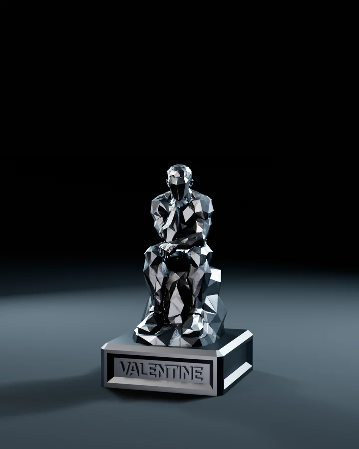 The Thinker – faceted statue on the Valentine base