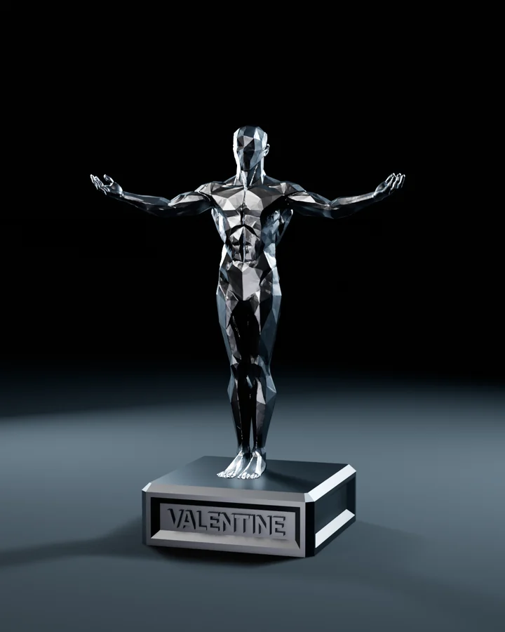 The One – faceted statue on the Valentine base